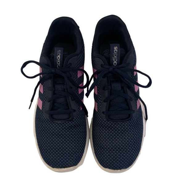 Adidas Racer 2.0 Sneakers Navy Blue Lilac Pink Stripes Women’s 7 / Youth 5.5 - Picture 2 of 11